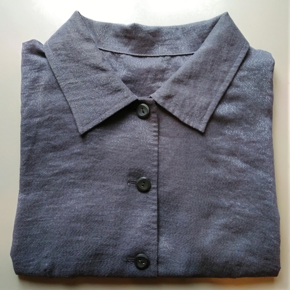 PETITE very short sleeve blouse with lurex NWOT - Picture 4 of 4